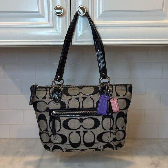 Coach Signature Poppy Lurex Vintage Large Tote Shoulder Bag - HTF - Picture 1 of 16